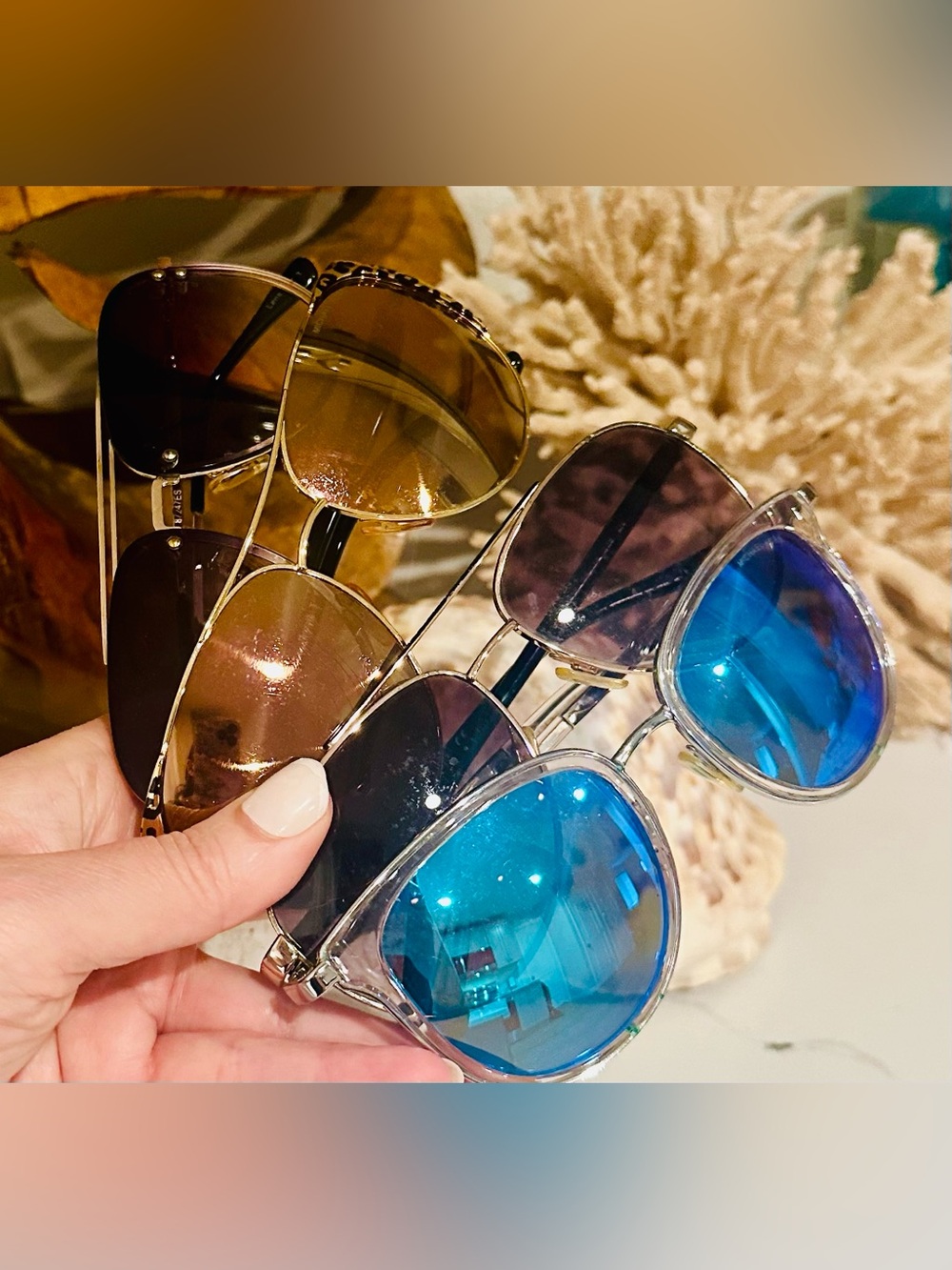 Michael Kors Assorted Aviator Sunglasses – Blue and Brown Lenses